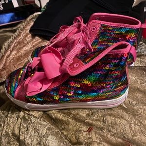 Kids tennis shoes with sequins and bows!